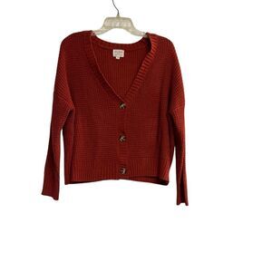 ULTRA FLIRT Women’s Cropped High-Low Cable Knit Sweater Shrug Cardigan Orange 1X